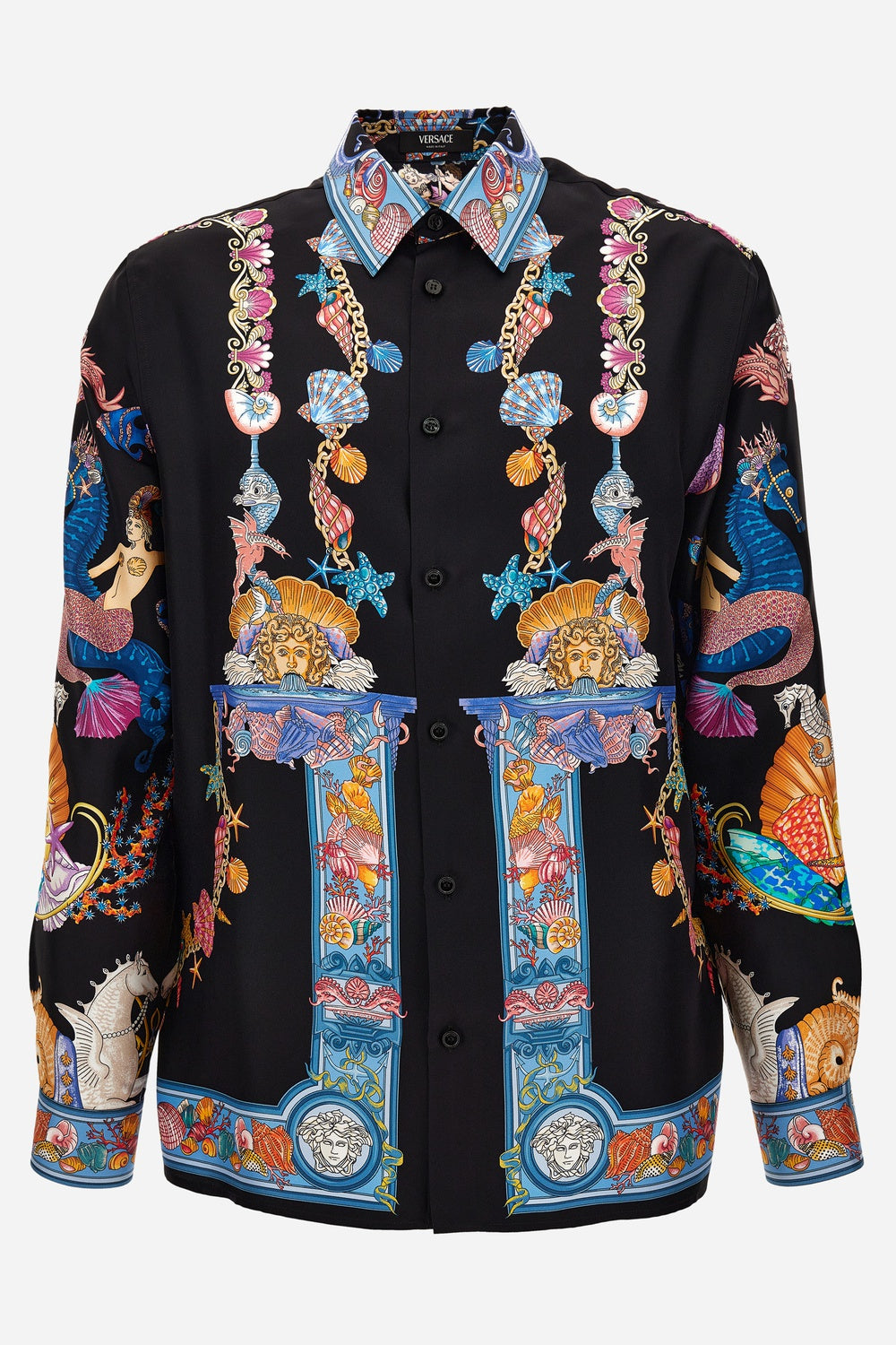 Informal Shirt In Silk Twill  Coral Theatre Print
