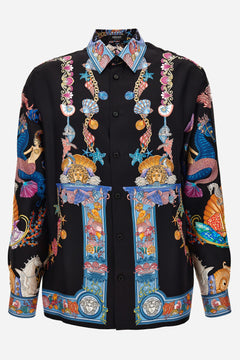 Informal Shirt In Silk Twill  Coral Theatre Print