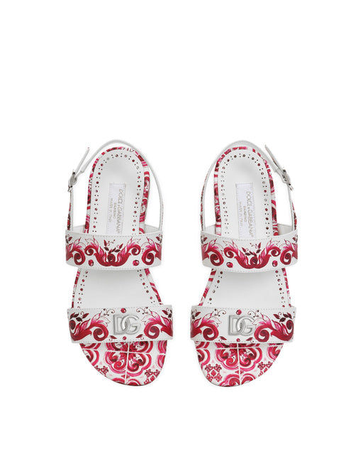 PRINTED CALFSKIN SANDALS