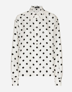 SILK TWILL SHIRT WITH POLKA DOT PRINT