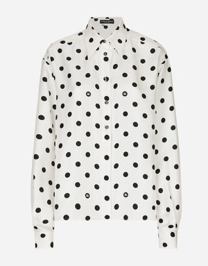 SILK TWILL SHIRT WITH POLKA DOT PRINT
