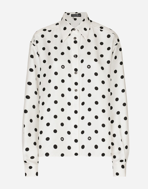 SILK TWILL SHIRT WITH POLKA DOT PRINT