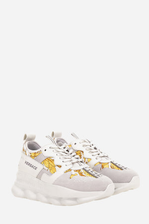 Chain Reaction Sneaker In Suede-Barocco Print Fabric