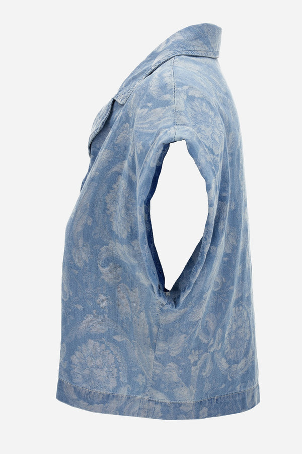 Shirt Denim In Chambray Jacquard Barocco Boston