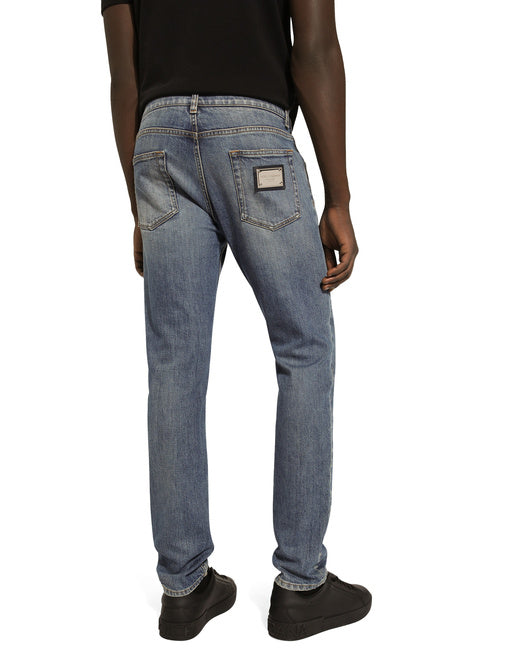 SLIM-FIT STRETCH BLUE DENIM JEANS
