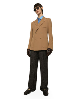 DOUBLE-BREASTED STRETCH WOOL TRICOTINE JACKET