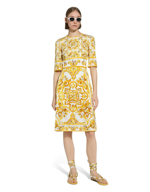 MIDI DRESS IN MAIOLICA PRINT CHARMEUSE