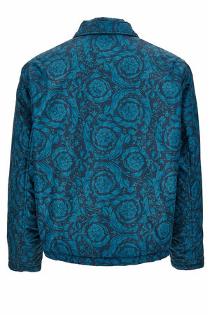 Reversible Blouson In Plain Technical Fabric + Poly Wr Grs Print Barocco 92 Allover Canvas Print