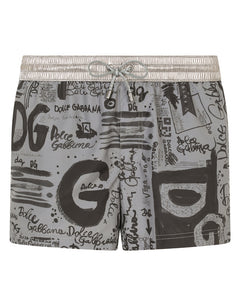 SHORT SWIM TRUNKS WITH LOGO PRINT