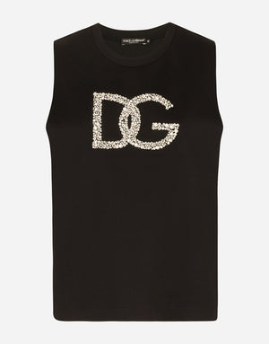 INTERLOCK TANK TOP WITH CRYSTAL DG EMBELLISHMENT
