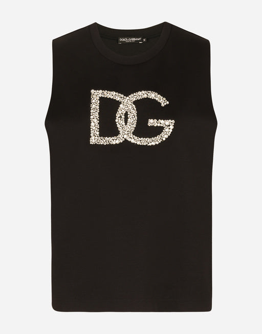 INTERLOCK TANK TOP WITH CRYSTAL DG EMBELLISHMENT