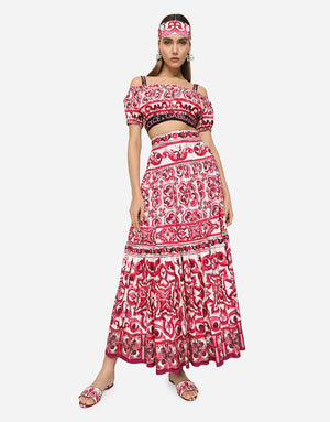 MAJOLICA-PRINT POPLIN CROP TOP