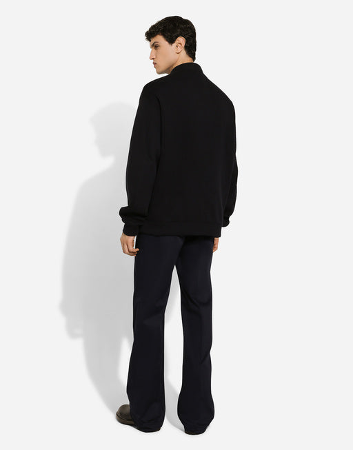 ZIP-UP SWEATSHIRT WITH HIGH NECK AND TAG