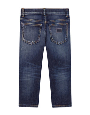 REGULAR-FIT BLUE WASH STRETCH JEANS