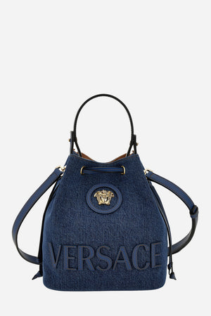 La Medusa Bucket In Denim-Calf Leather