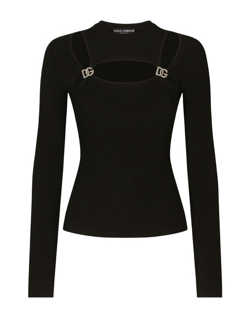 RIBBED VISCOSE SWEATER WITH DG DETAILS