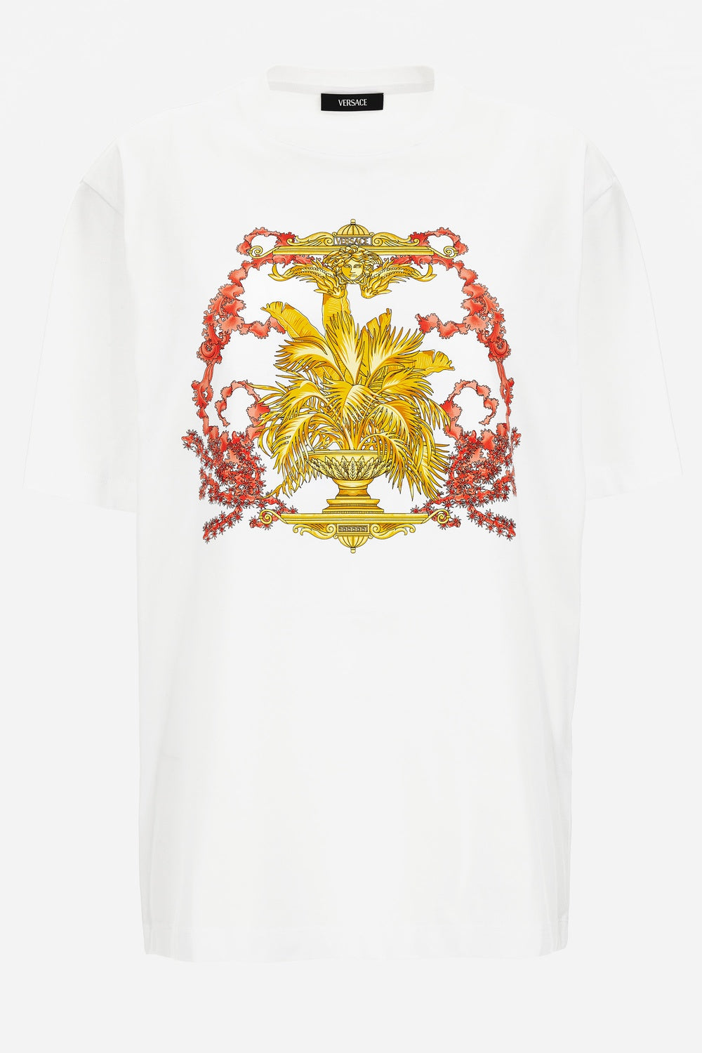 T-Shirt In Jersey Fabric-Barocco Palm Print