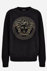 Sweatshirt In Non-Brushed Sweat Fabric-Medusa Embroidery