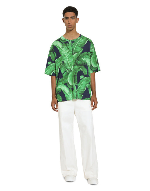 SHORT-SLEEVED COTTON T-SHIRT WITH BANANA TREE PRINT