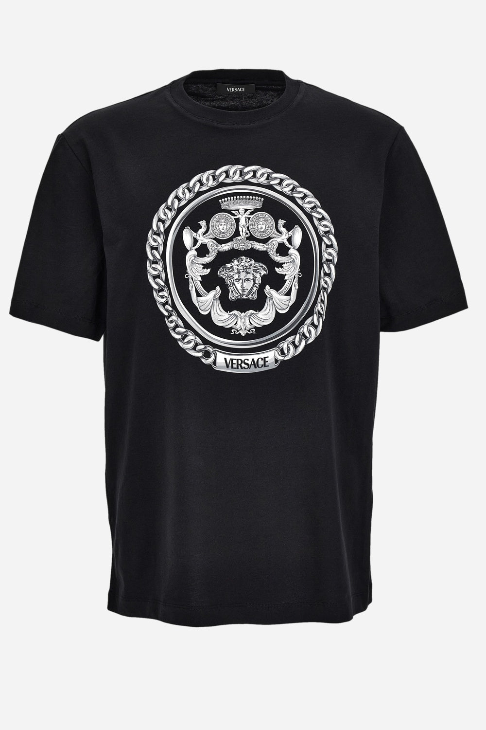 T-Shirt In Jersey Fabric-Chain Print Crest