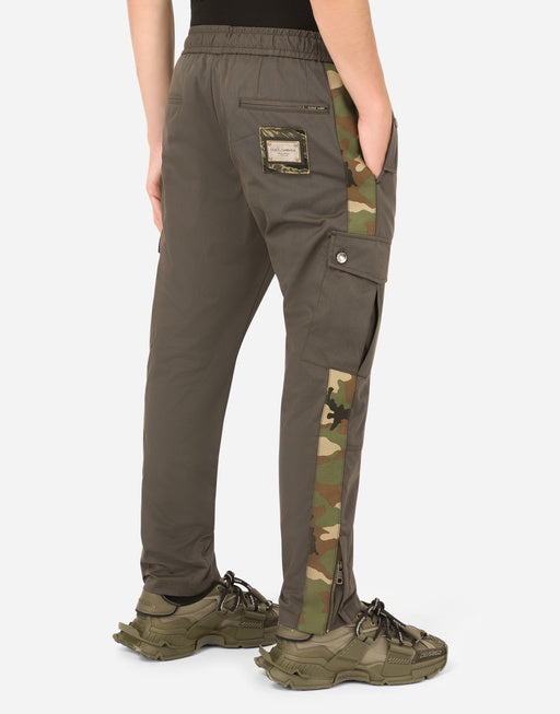 COTTON JOGGING PANTS WITH CAMOUFLAGE BANDS