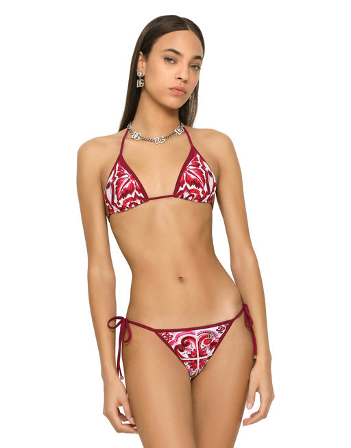 MAJOLICA-PRINT TRIANGLE BIKINI