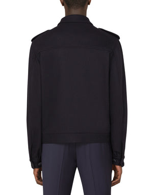 CASHMERE JACKET WITH LEATHER DETAILS