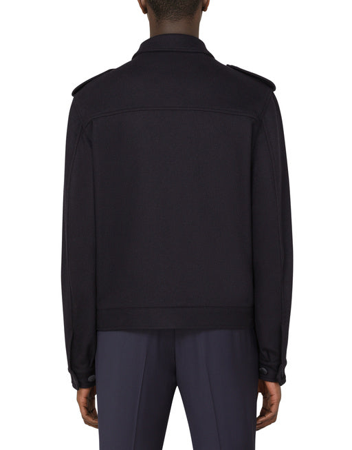 CASHMERE JACKET WITH LEATHER DETAILS