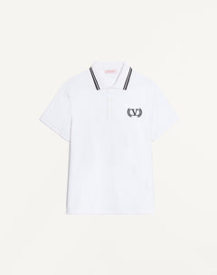 Polo In Piquet Di Cotone Con Ricamo Maison Valentino