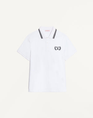 Polo In Piquet Di Cotone Con Ricamo Maison Valentino