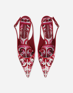 PRINTED POLISHED CALFSKIN SLINGBACKS