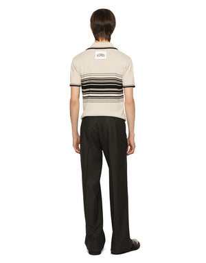 WOOL POLO-SHIRT WITH CONTRASTING STRIPES