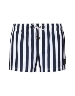 SWIM SHORTS WITH VERTICAL-STRIPE PRINT