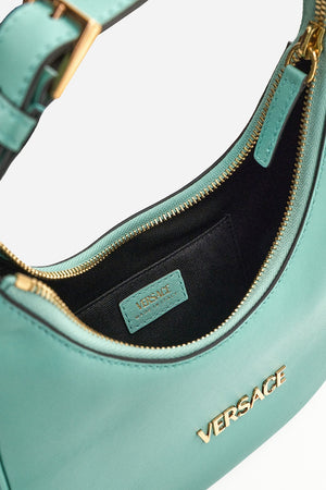 Versace Tag Half Moon Bag In Lamb Leather