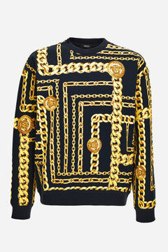 Sweatshirt In Cotton Fabric Medusa Chain Allover Print
