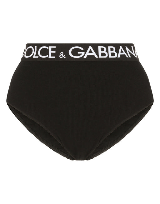 HIGH-WAISTED JERSEY BRIEFS WITH BRANDED ELASTIC