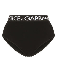 HIGH-WAISTED JERSEY BRIEFS WITH BRANDED ELASTIC