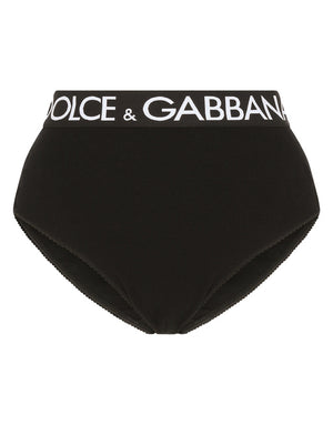 HIGH-WAISTED JERSEY BRIEFS WITH BRANDED ELASTIC