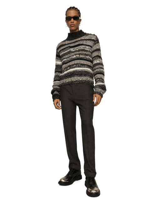 STRETCH WOOL PANTS WITH RE-EDITION LABEL