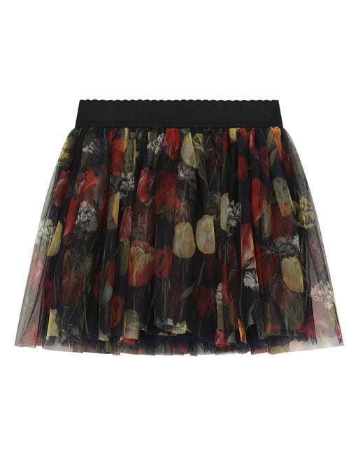 TULIP-PRINT TULLE SKIRT