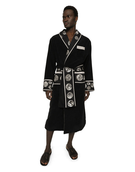 COTTON BATHROBE WITH COIN PRINT DETAILS