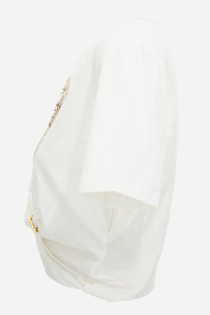 T-Shirt In Organic Stretch Cotton Jersey-Medusa Embroidery