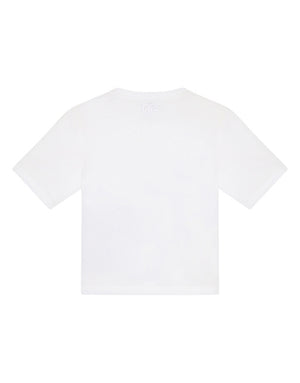 JERSEY T-SHIRT WITH CROCHET ROSE PATCH
