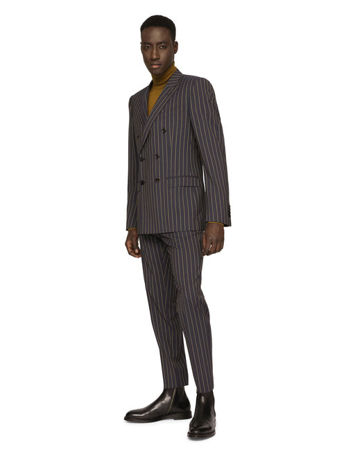 DOUBLE-BREASTED PINSTRIPE WOOL MARTINI-FIT JACKET