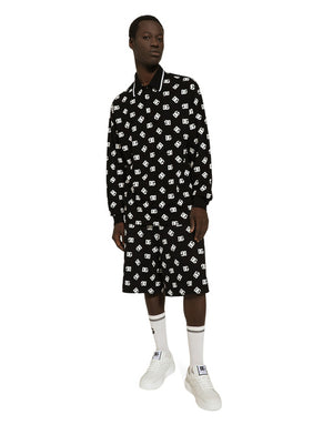 LONG-SLEEVED COTTON POLO-SHIRT WITH DG MONOGRAM
