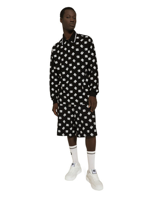 LONG-SLEEVED COTTON POLO-SHIRT WITH DG MONOGRAM