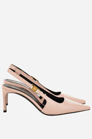 Medusa Lock Sling Back  In Shiny Calf Leather-Metal Hardware