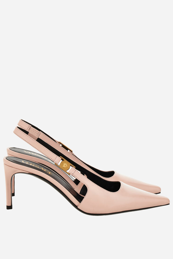 Medusa Lock Sling Back  In Shiny Calf Leather-Metal Hardware
