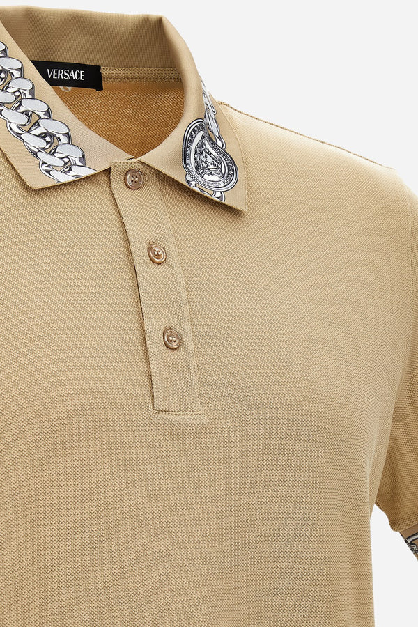 Polo In Piquet Fabric-Chain Print