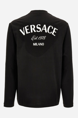 T-Shirt In Jersey Fabric + Versace Milano Print